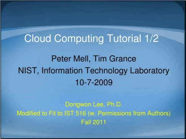 Cloud Computing Tutorial 1/2