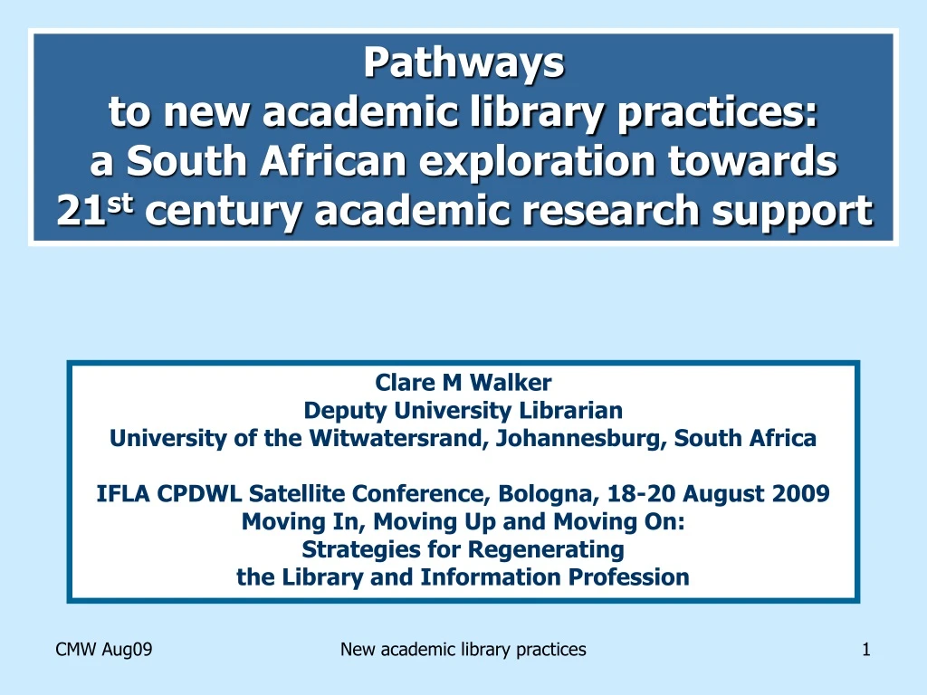 pathways to new academic library practices
