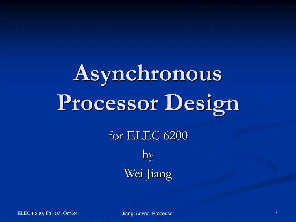 asynchronous processor design