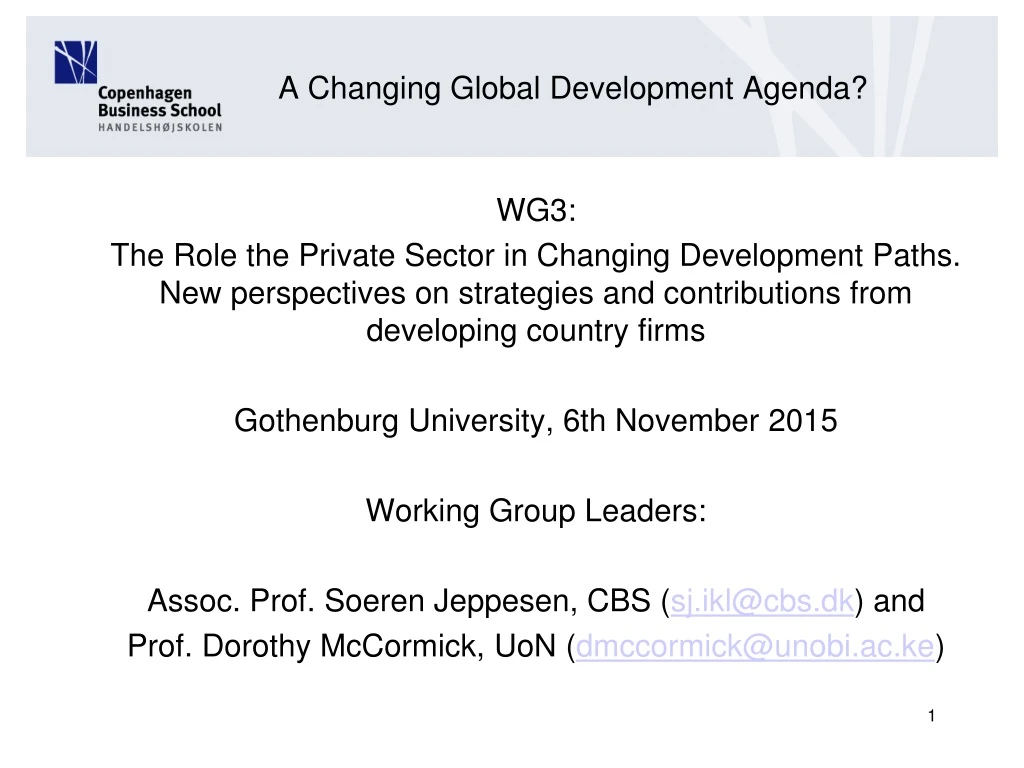a changing global development agenda