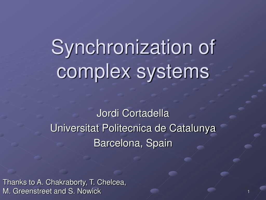 synchronization of complex systems