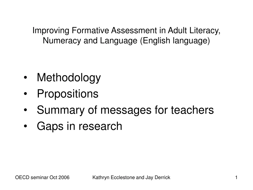 improving formative assessment in adult literacy numeracy and language english language