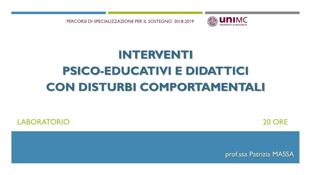 interventi psico educativi e didattici con disturbi comportamentali