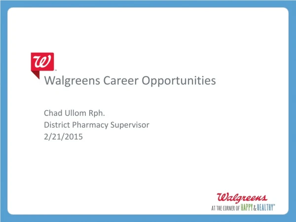 Walgreens Career Opportunities