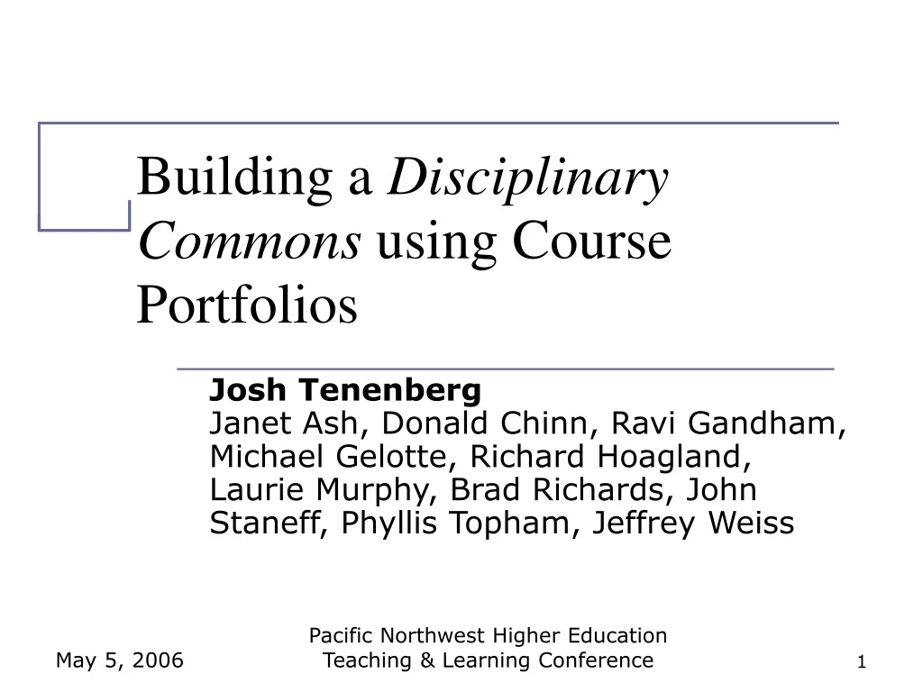 building a disciplinary commons using course portfolios