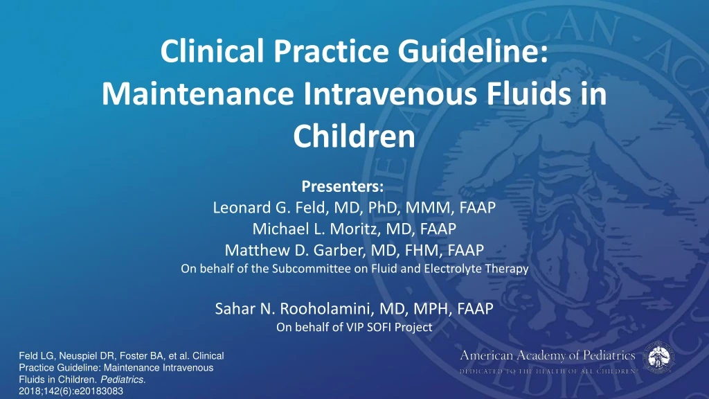 clinical practice guideline maintenance intravenous fluids in children