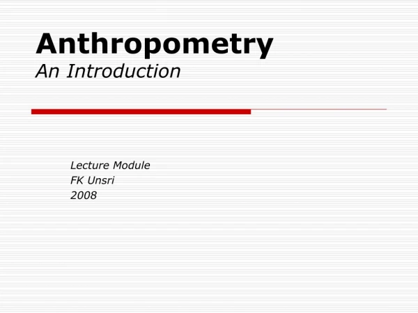Anthropometry  An Introduction