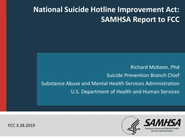 National Suicide Hotline  Improvement Act: SAMHSA Report to FCC
