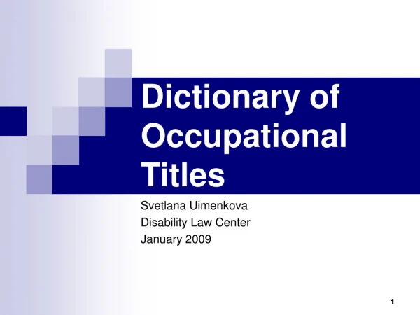 Dictionary of Occupational Titles