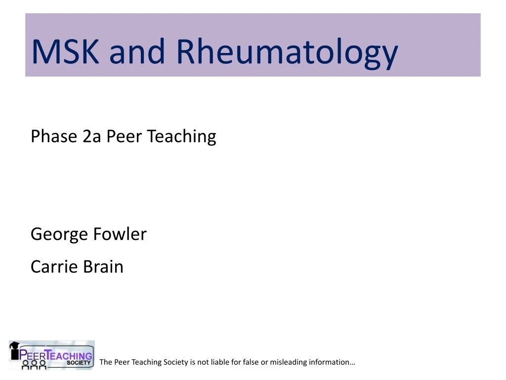 msk and rheumatology