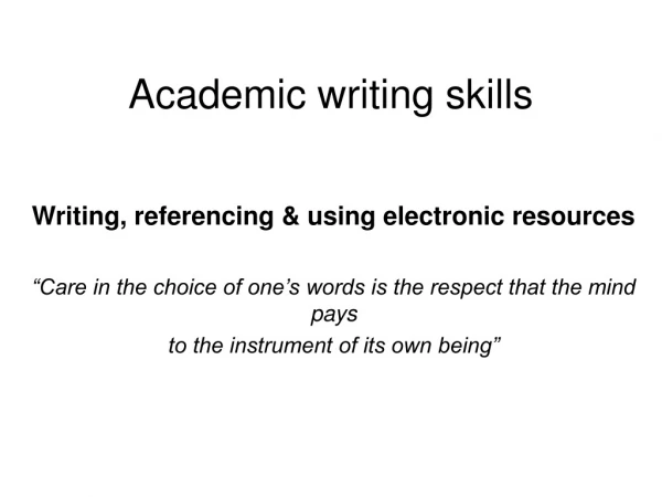 Academic writing skills