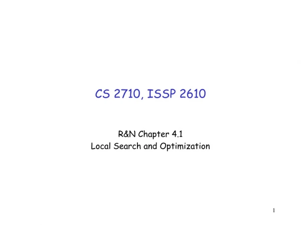 CS 2710, ISSP 2610