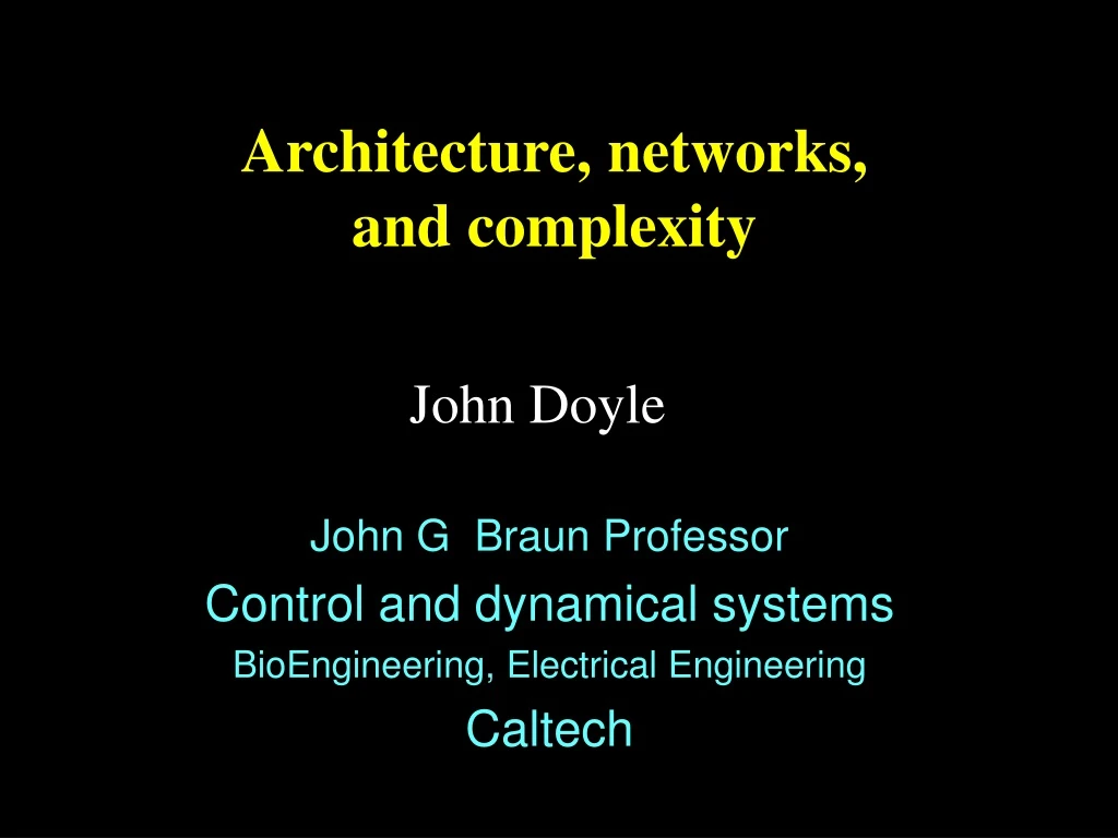 architecture networks and complexity