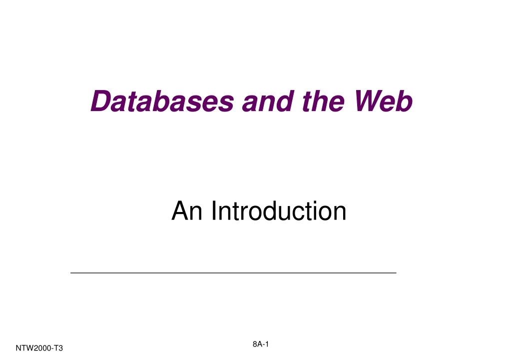 databases and the web