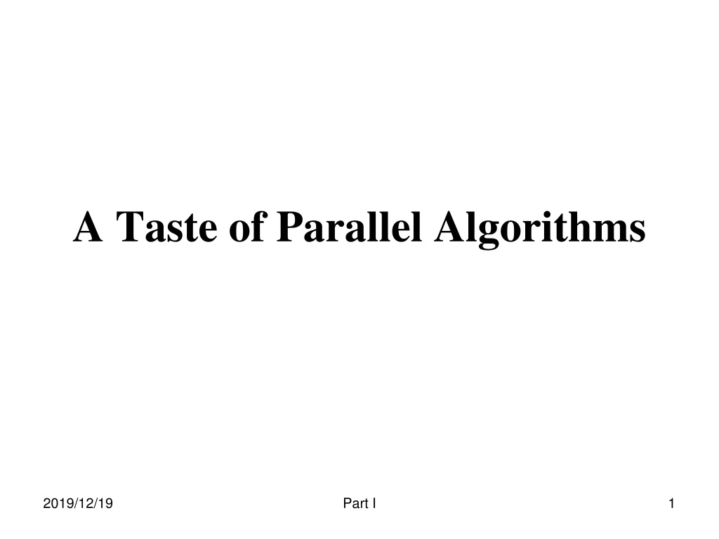 a taste of parallel algorithms