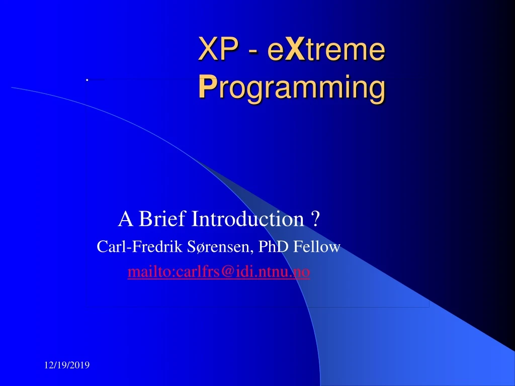 xp e x treme p rogramming