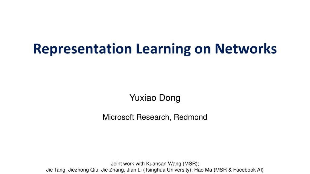 representation learning on networks