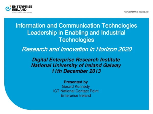 Information and Communication Technologies Leadership in Enabling and Industrial Technologies