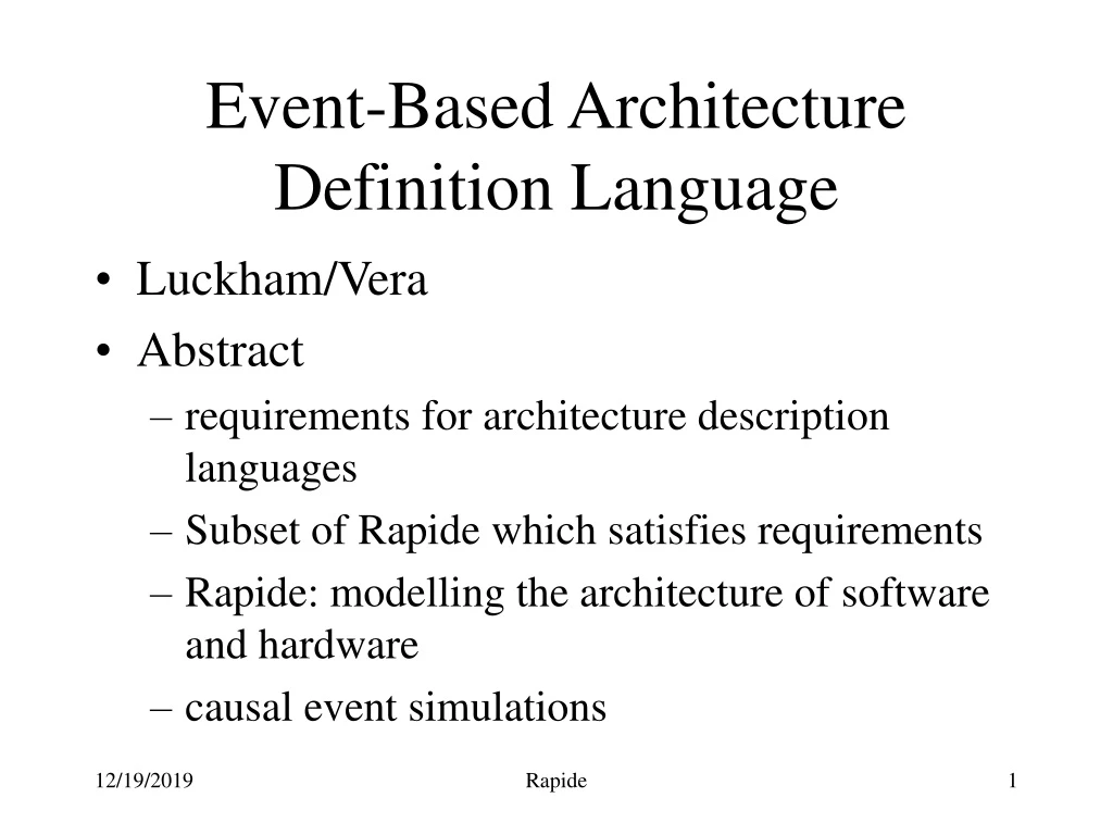 event based architecture definition language