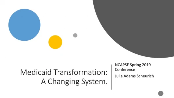 Medicaid Transformation:  A Changing System.