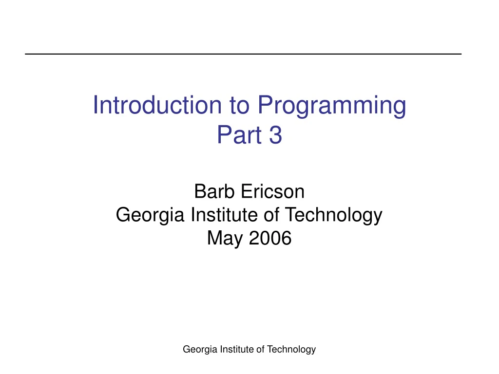 introduction to programming part 3