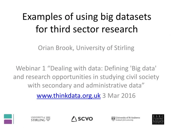 Examples of using big datasets for third sector research
