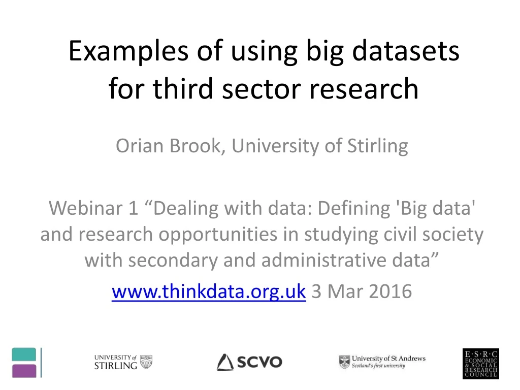 examples of using big datasets for third sector research