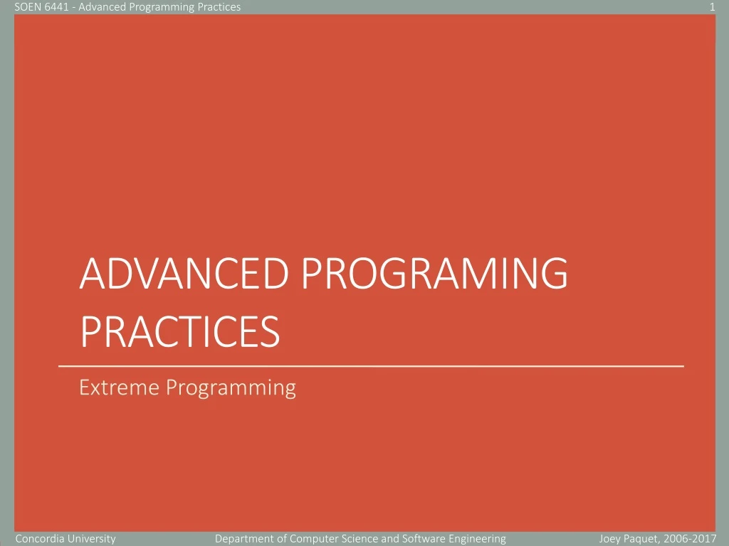 advanced programing practices