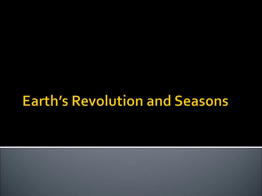 earth s revolution and seasons