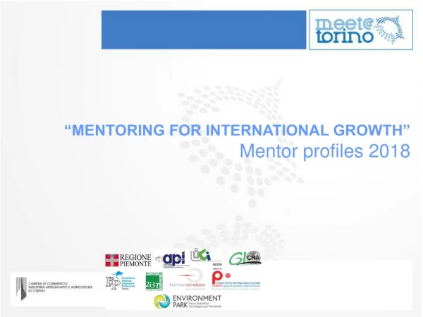 “MENTORING FOR INTERNATIONAL GROWTH” Mentor  profiles 2018