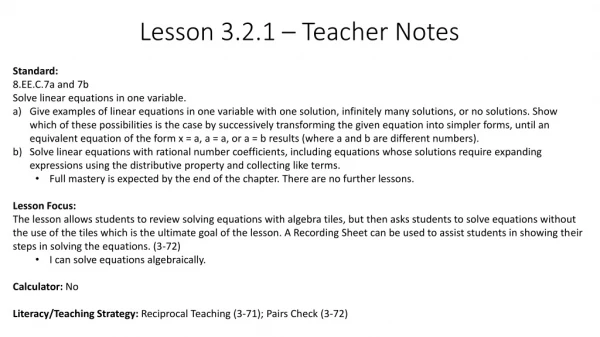 Lesson 3.2.1 – Teacher Notes