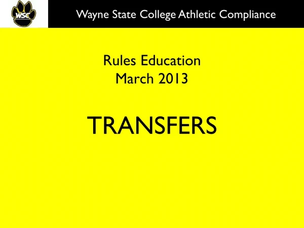 Rules Education  March 2013 TRANSFERS