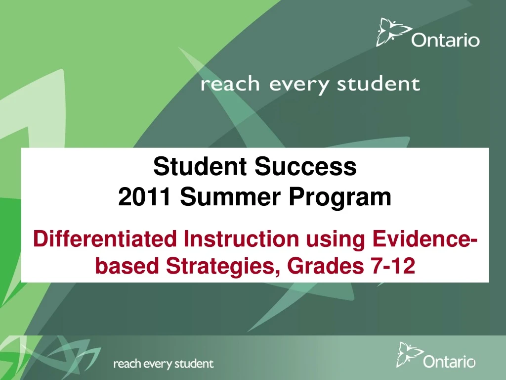 student success 2011 summer program