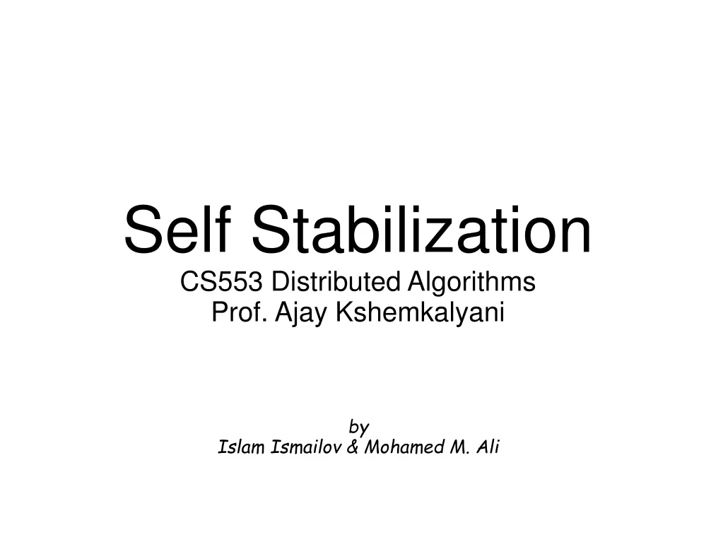 self stabilization cs553 distributed algorithms