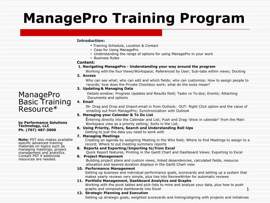 managepro training program