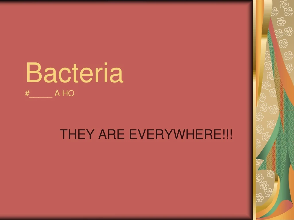 bacteria a ho