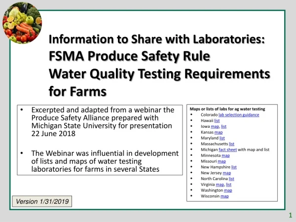 Maps or lists of labs for ag water testing Colorado  lab selection guidance Hawaii  list