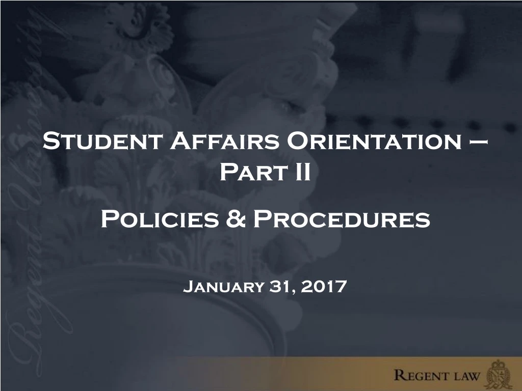 student affairs orientation part ii policies