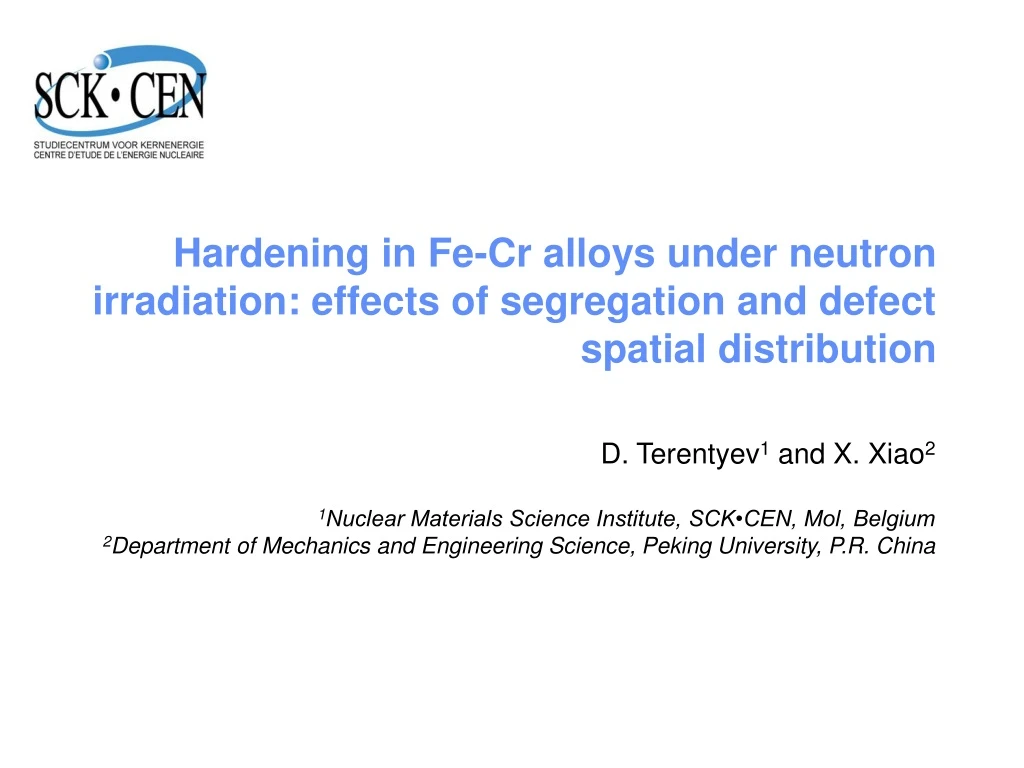 hardening in fe cr alloys under neutron