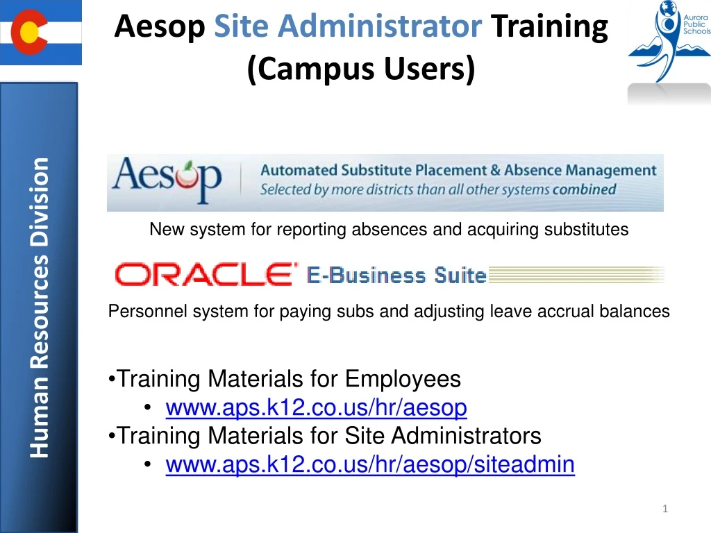 aesop site administrator training campus users