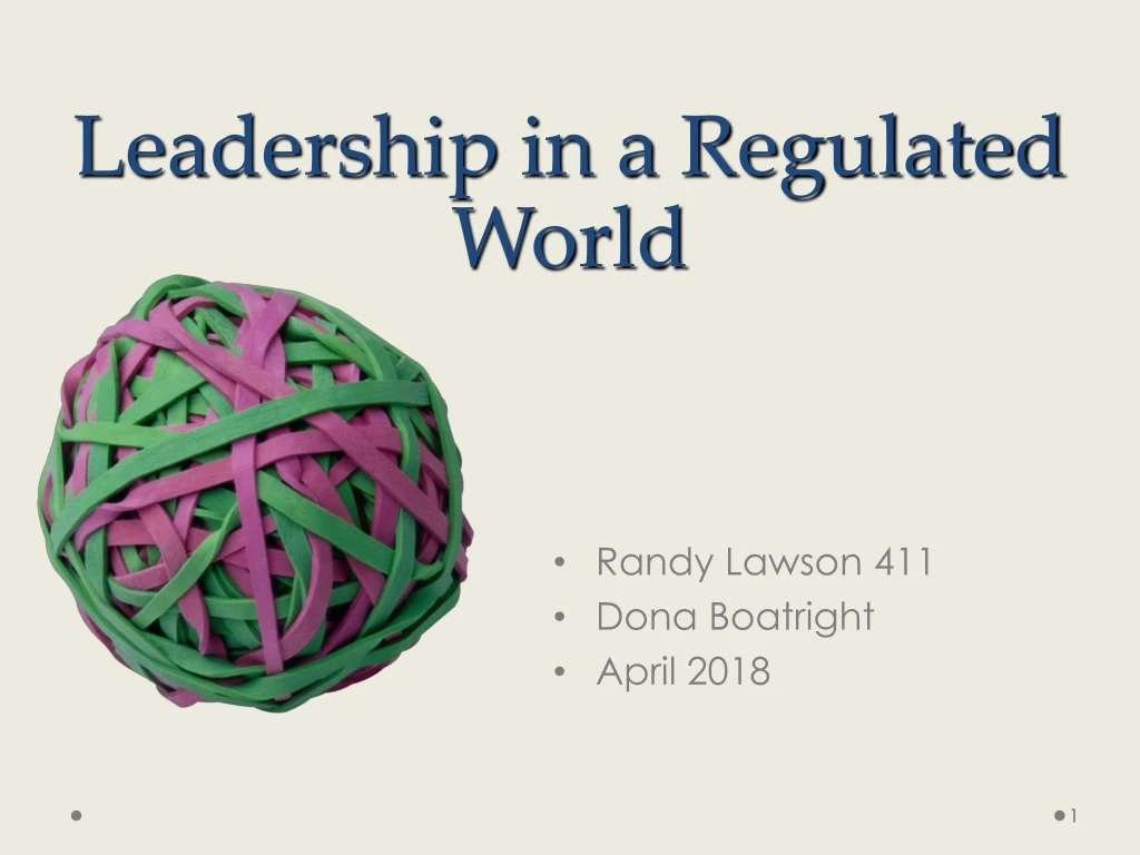 leadership in a regulated world