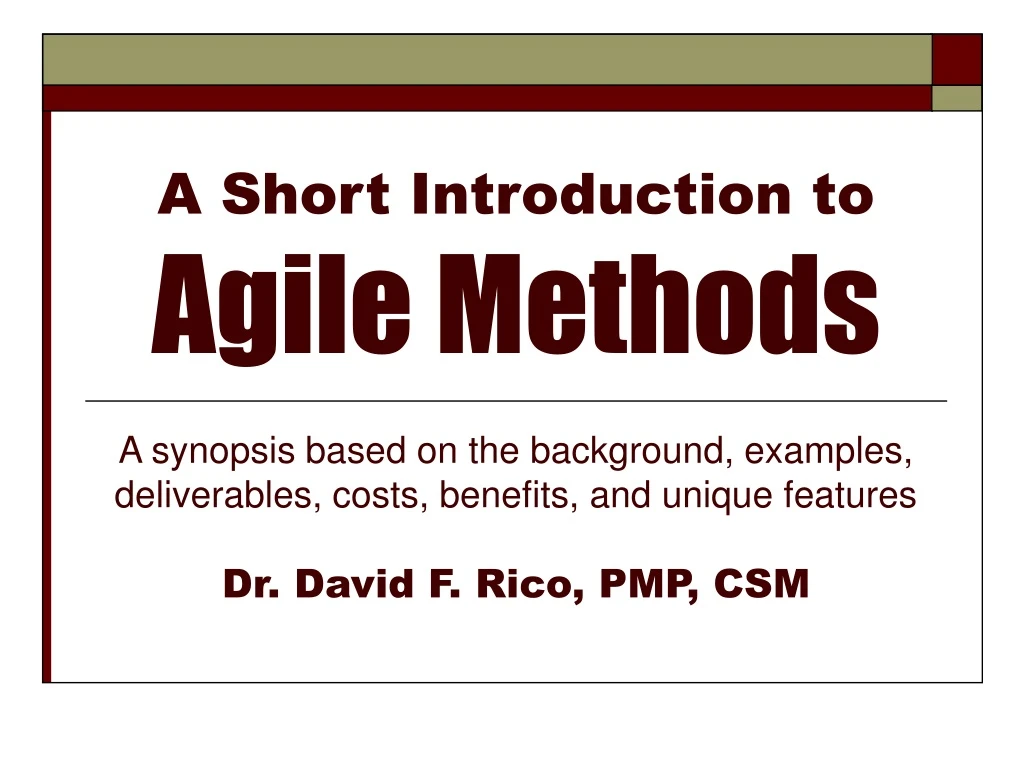 a short introduction to agile methods