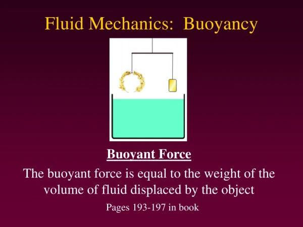 Fluid Mechanics:  Buoyancy