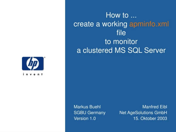 How to ... create a working  apminfo.xml  file  to monitor  a clustered MS SQL Server