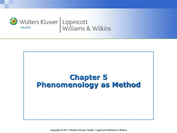 Chapter 5 Phenomenology as Method
