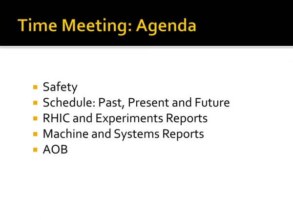 Time Meeting: Agenda