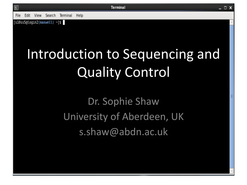 introduction to sequencing and quality control