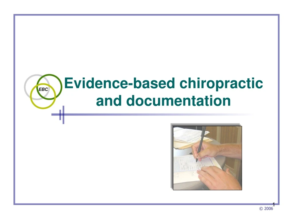 evidence based chiropractic and documentation