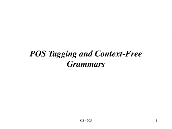 POS Tagging and Context-Free Grammars