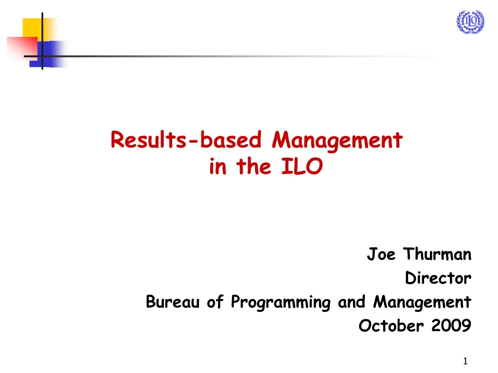 results based management in the ilo